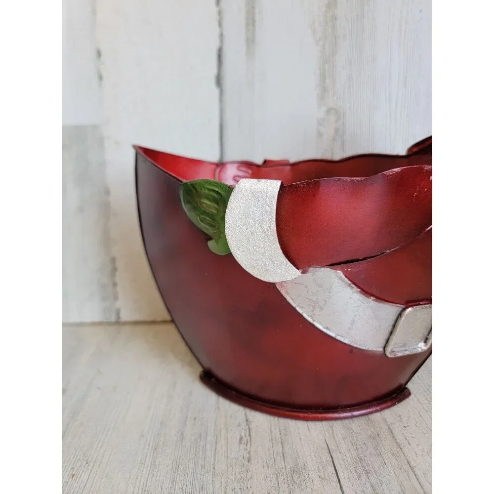 Pier 1 Santa tin‎ metal bucket holiday home decor Xmas figure
